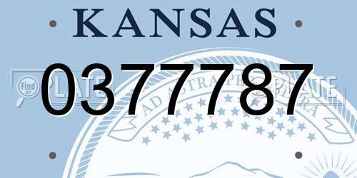 0377787 Kansas License Plate