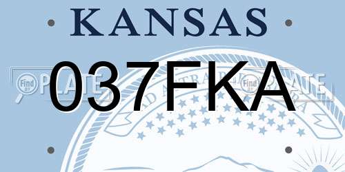 037FKA Kansas License Plate