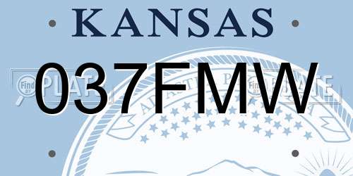 037FMW Kansas License Plate