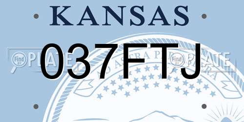 037FTJ Kansas License Plate