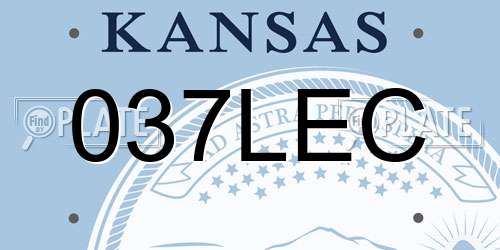 037LEC Kansas License Plate