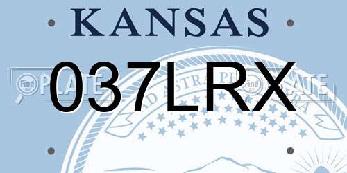 037LRX Kansas License Plate
