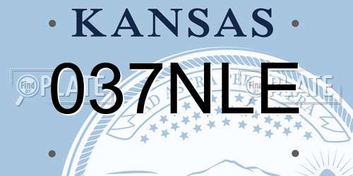 037NLE Kansas License Plate