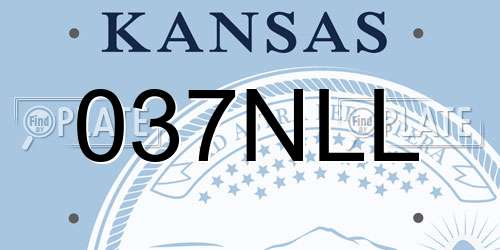 037NLL Kansas License Plate