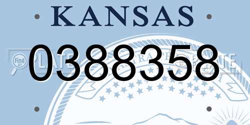 0388358 Kansas License Plate