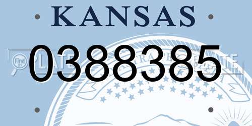 0388385 Kansas License Plate