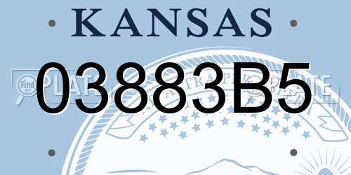 03883B5 Kansas License Plate