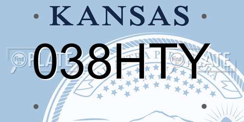 038HTY Kansas License Plate