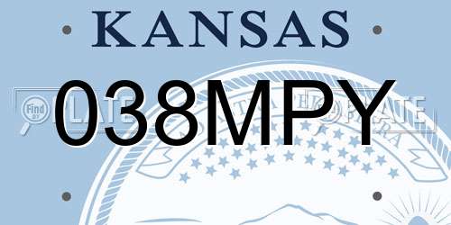 038MPY Kansas License Plate