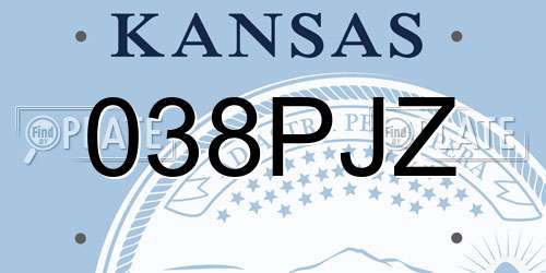 038PJZ Kansas License Plate