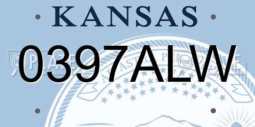 0397ALW Kansas License Plate
