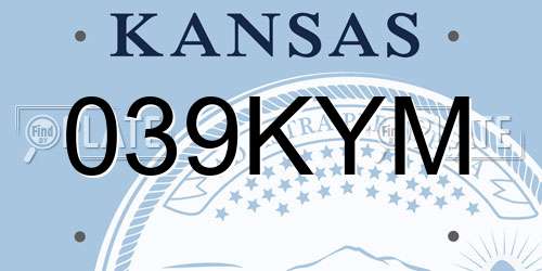 039KYM Kansas License Plate
