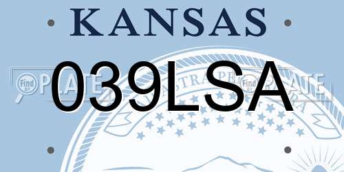 039LSA Kansas License Plate