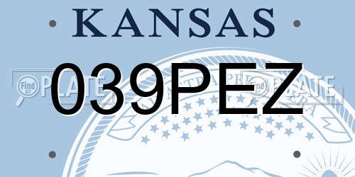 039PEZ Kansas License Plate