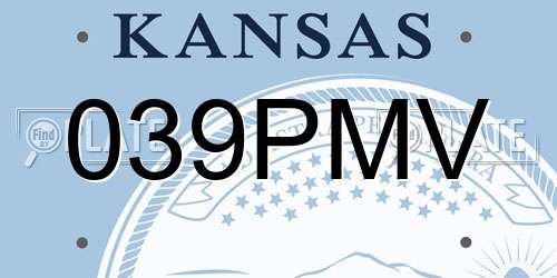 039PMV Kansas License Plate