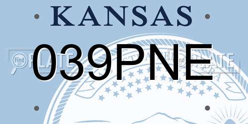 039PNE Kansas License Plate