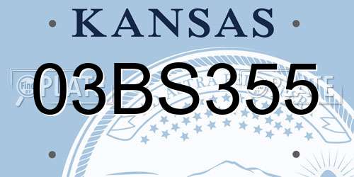 03BS355 Kansas License Plate
