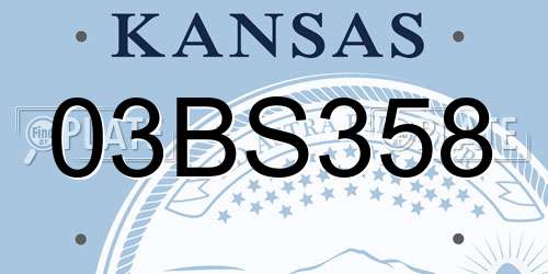 03BS358 Kansas License Plate
