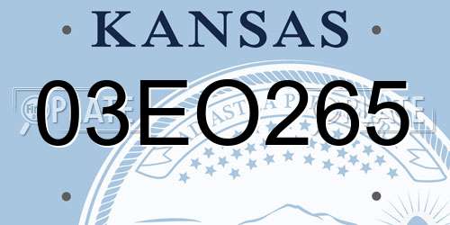 03EO265 Kansas License Plate