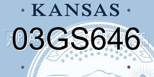 03GS646 Kansas License Plate