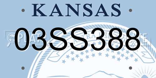 03SS388 Kansas License Plate