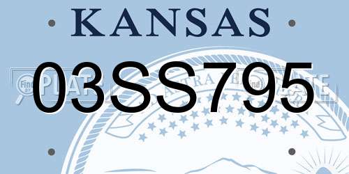 03SS795 Kansas License Plate