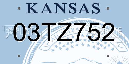 03TZ752 Kansas License Plate