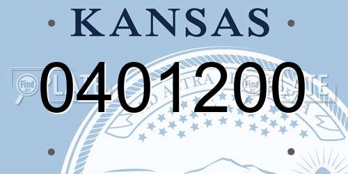 0401200 Kansas License Plate