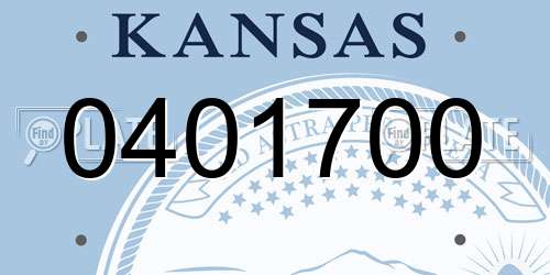 0401700 Kansas License Plate