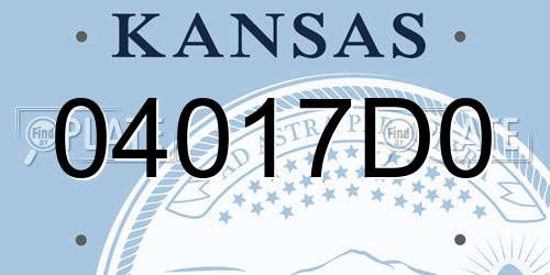 04017D0 Kansas License Plate