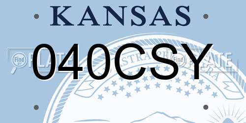 040CSY Kansas License Plate