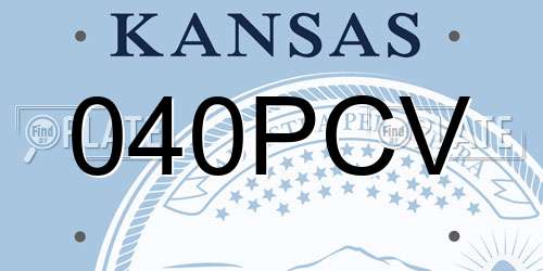 040PCV Kansas License Plate