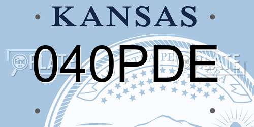 040PDE Kansas License Plate
