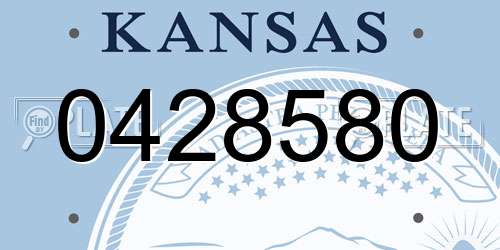 0428580 Kansas License Plate