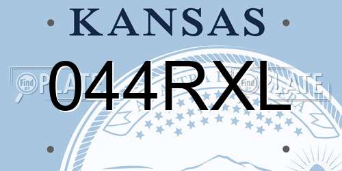 044RXL Kansas License Plate