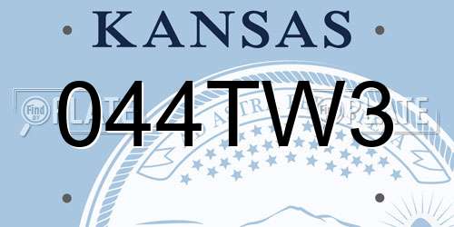 044TW3 Kansas License Plate