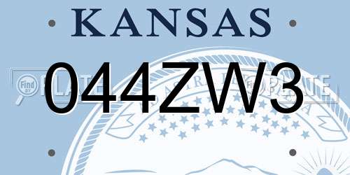 044ZW3 Kansas License Plate