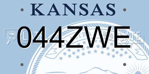 044ZWE Kansas License Plate