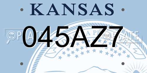 045AZ7 Kansas License Plate