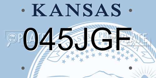 045JGF Kansas License Plate