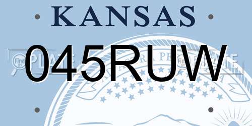 045RUW Kansas License Plate