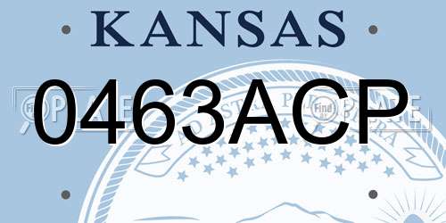 0463ACP Kansas License Plate