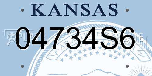 04734S6 Kansas License Plate