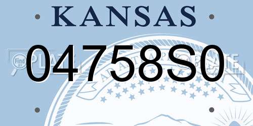 04758S0 Kansas License Plate
