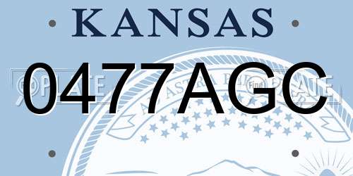 0477AGC Kansas License Plate