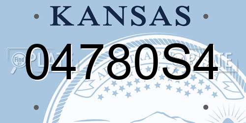 04780S4 Kansas License Plate
