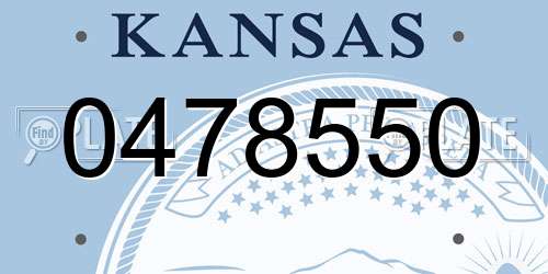 0478550 Kansas License Plate