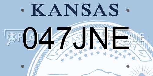 047JNE Kansas License Plate
