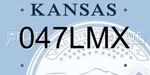 047LMX Kansas License Plate