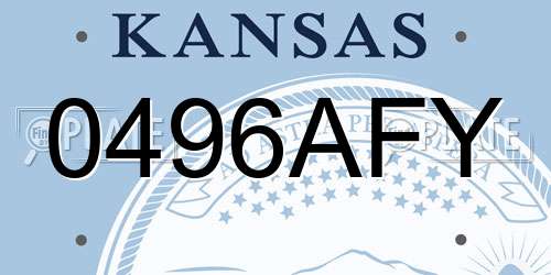 0496AFY Kansas License Plate